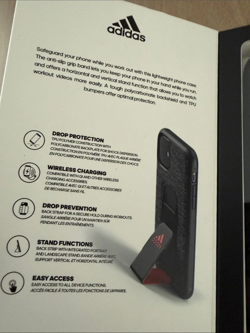 adidas Black Grip Case with Red Logo and Kickstand